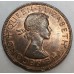 NEW ZEALAND 1960 . ONE 1 PENNY . ERROR . CLIPPED PLANCHET
